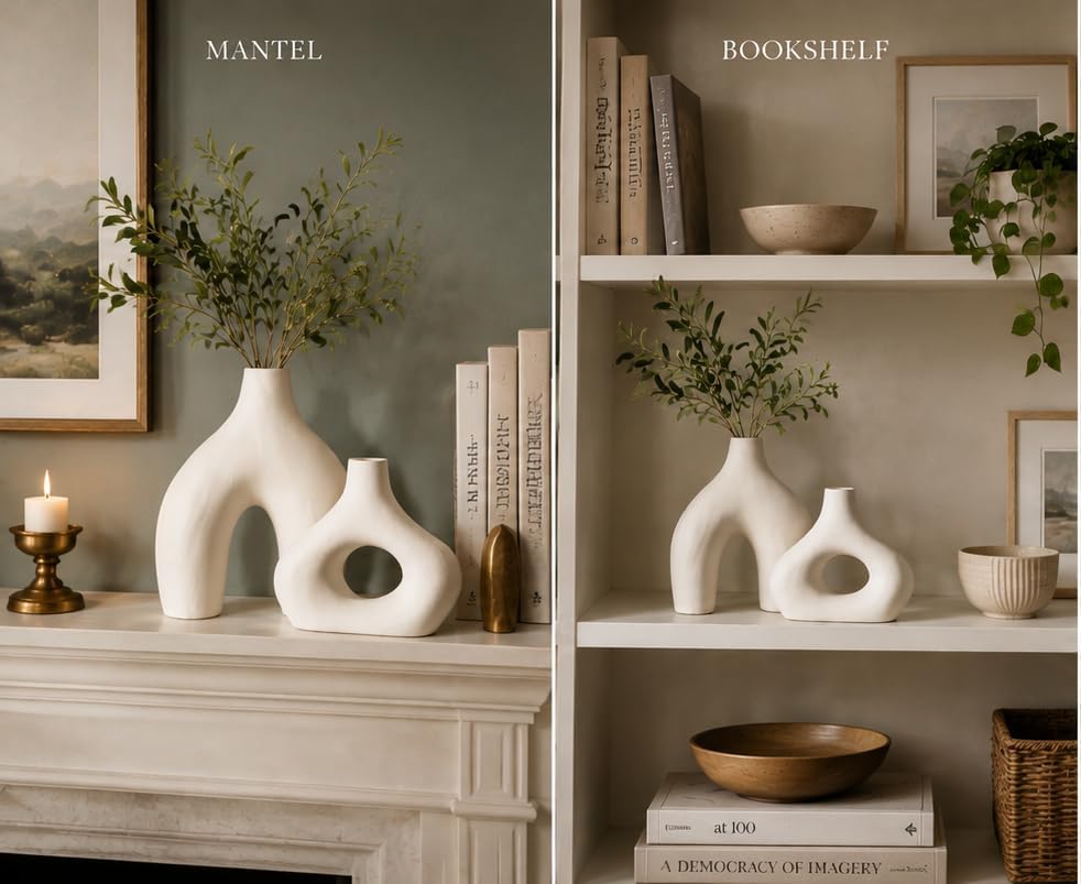 Modern Ceramic Donut Vase Set of 2