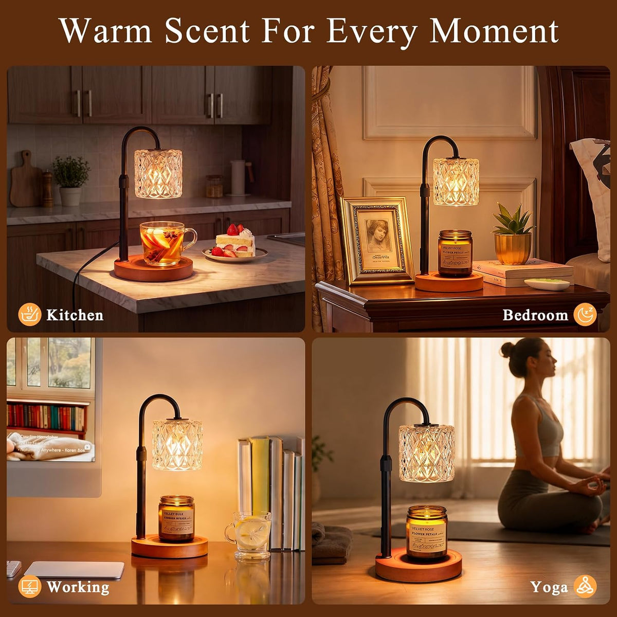 Walnut Candle Warmer Lamp with Timer