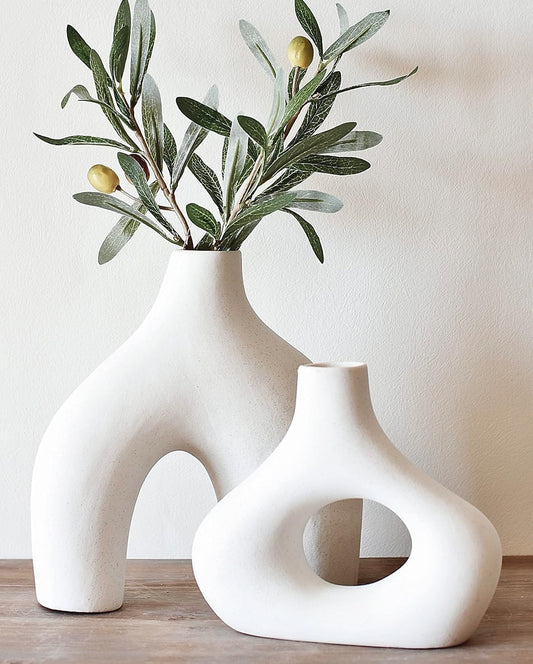 Modern Ceramic Donut Vase Set of 2