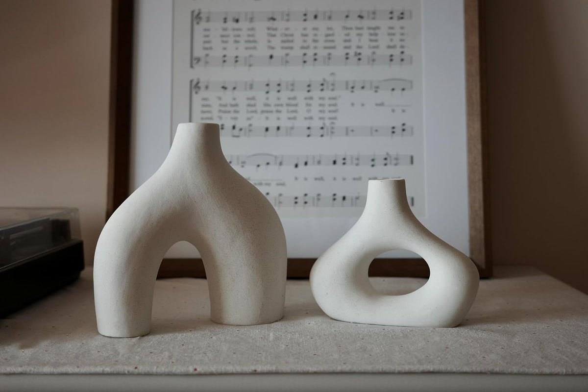 Modern Ceramic Donut Vase Set of 2