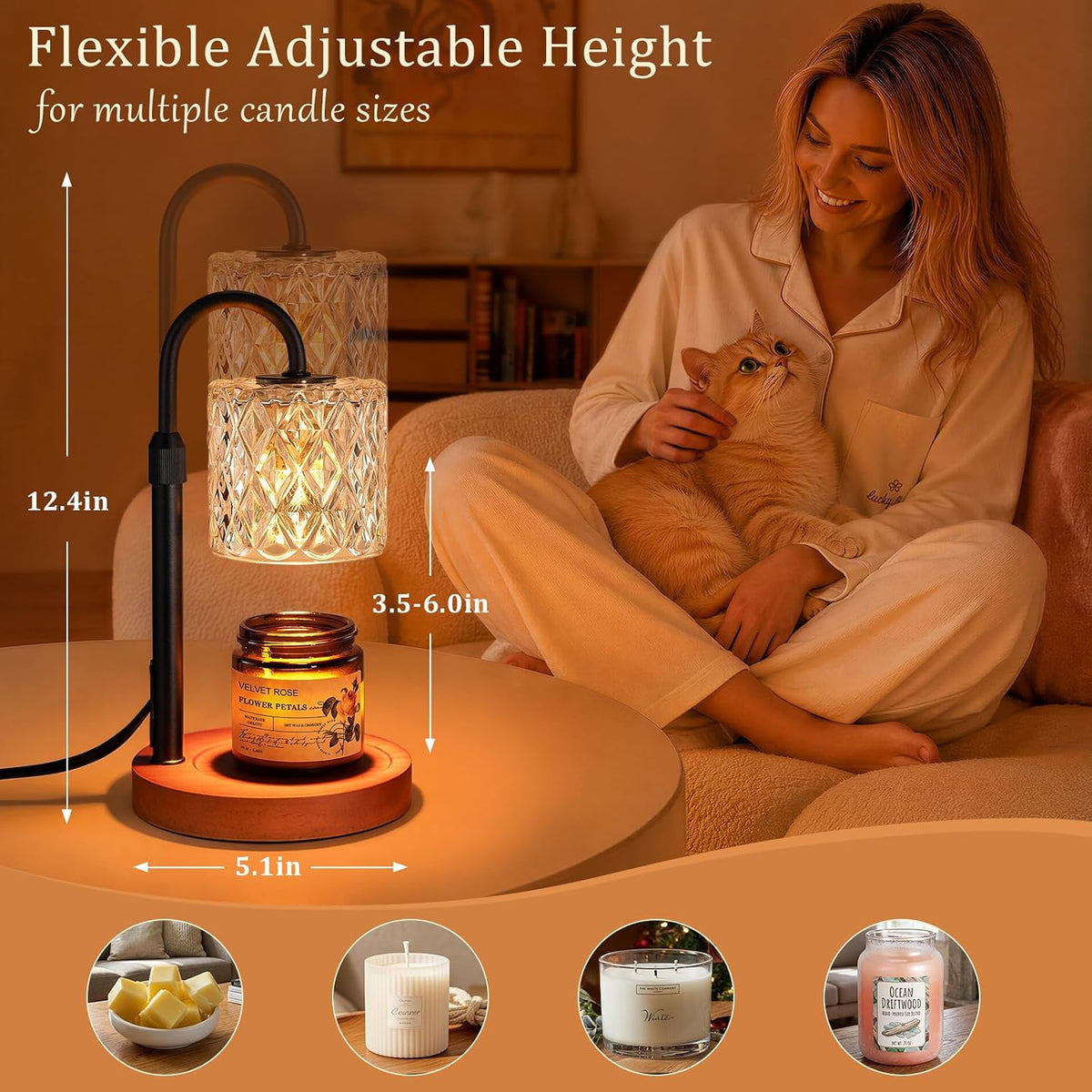 Walnut Candle Warmer Lamp with Timer